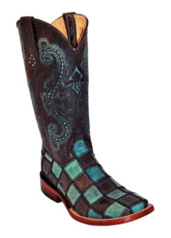 Ferrini Ladies Patchwork Square Toe Boots