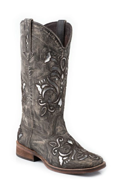 Roper Ladies Square Toe Metallic Silver Boots 3 Roper Ladies Square Toe Metallic Silver Boots